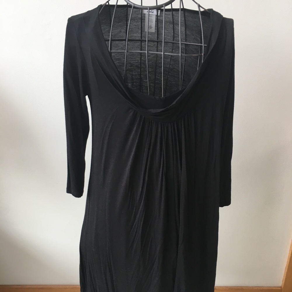 black cowl neck empire waist dress size L